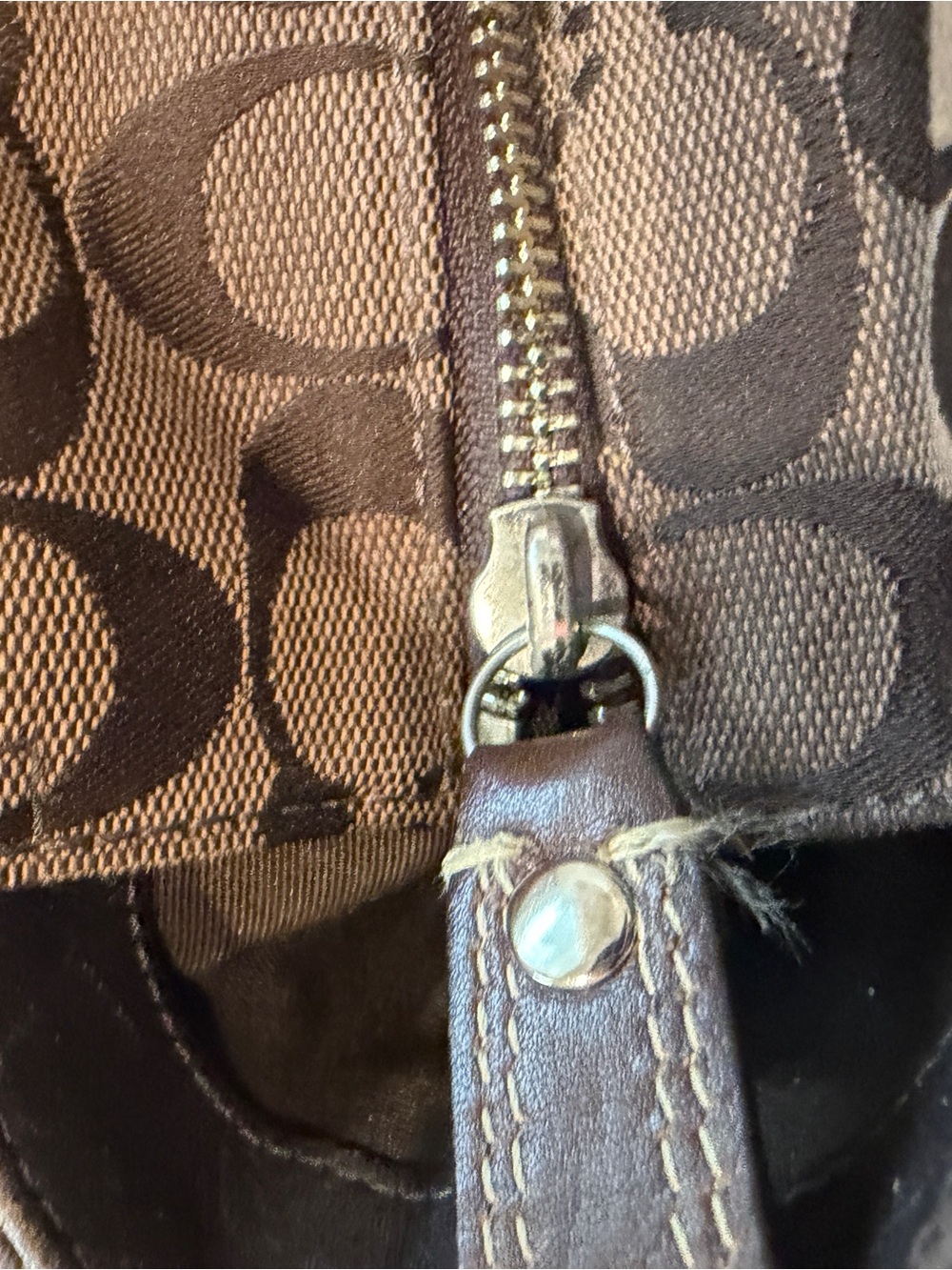 Coach Brown Signature Canvas Tote with Chestnut Leather Trim for Women - Picture 9 of 11